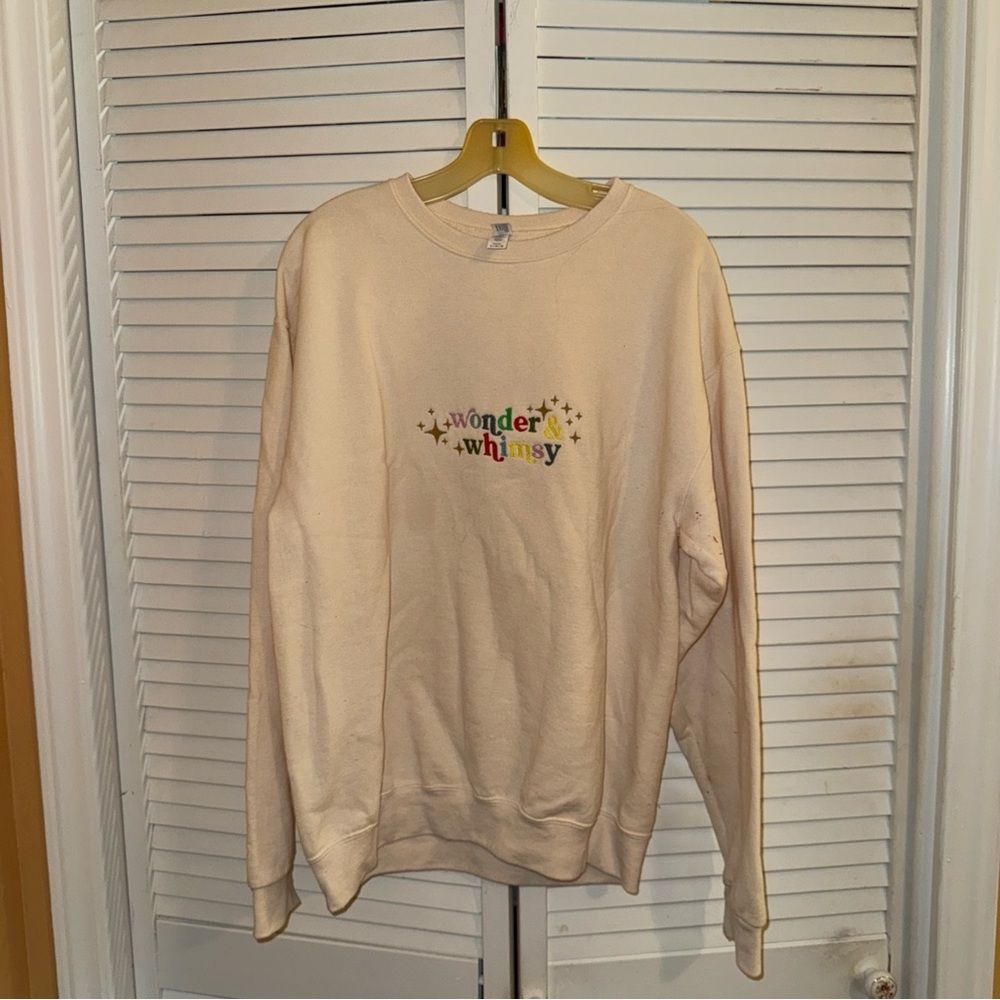 Jerzees Cream Sweatshirt with Embroidery - Picture 3 of 8